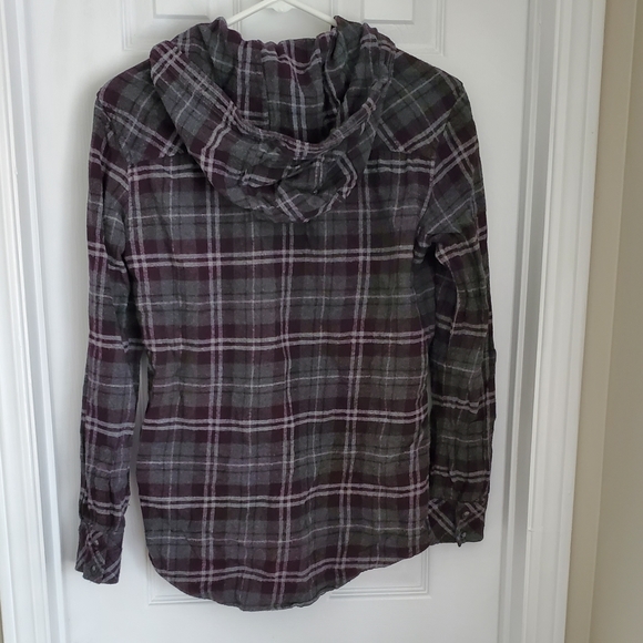 TNA VEUC Brewster Plaid Flannel Hoodie Blouse - Picture 7 of 8